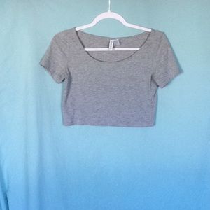 H&M Divided Basic Stretch Crop Top Grey, Size M